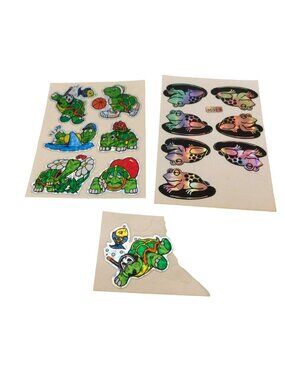 Vintage Vending Prism Holographic Turtle Frog Sticker Sheets 1980s Collectible